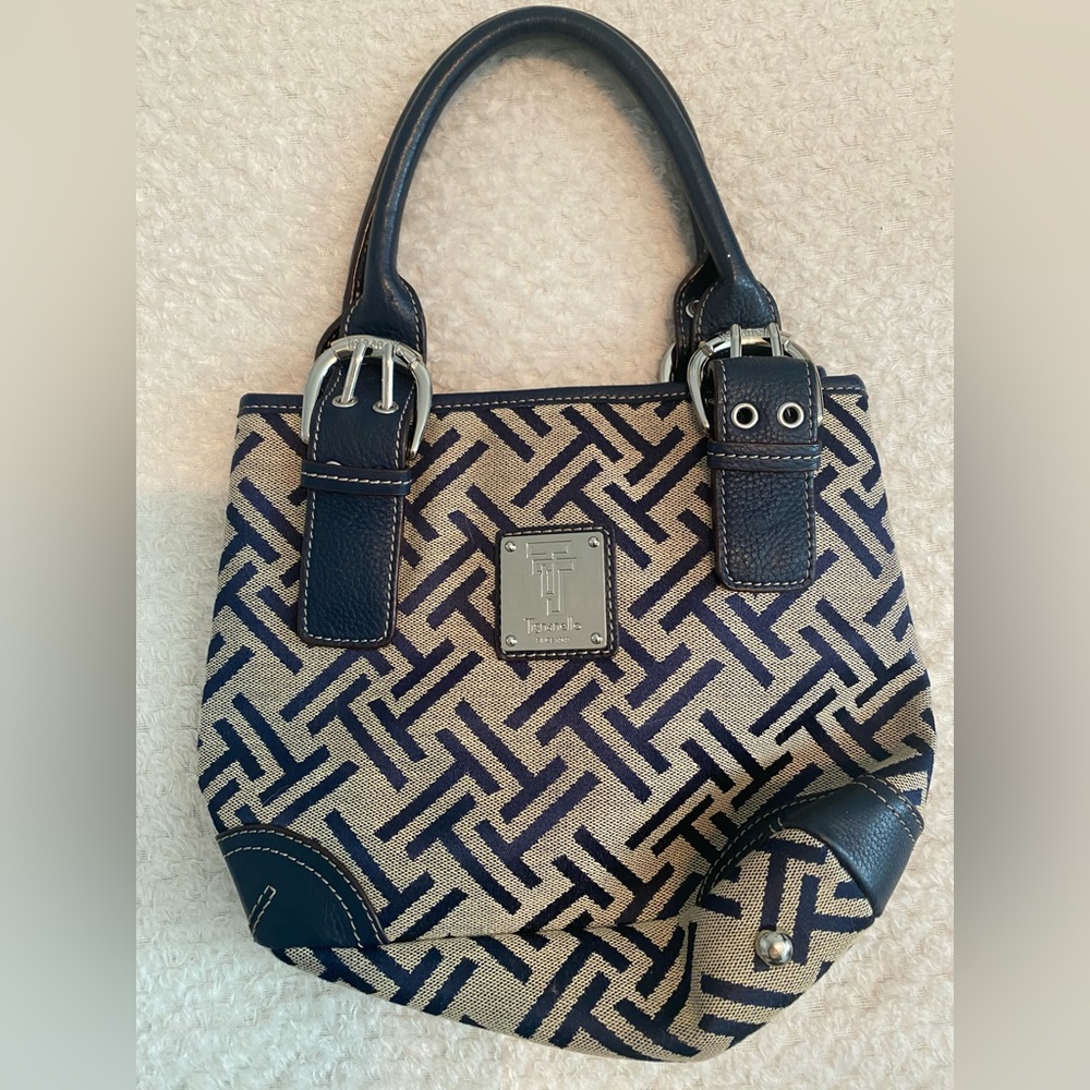 Really cute canvas and leather handbag